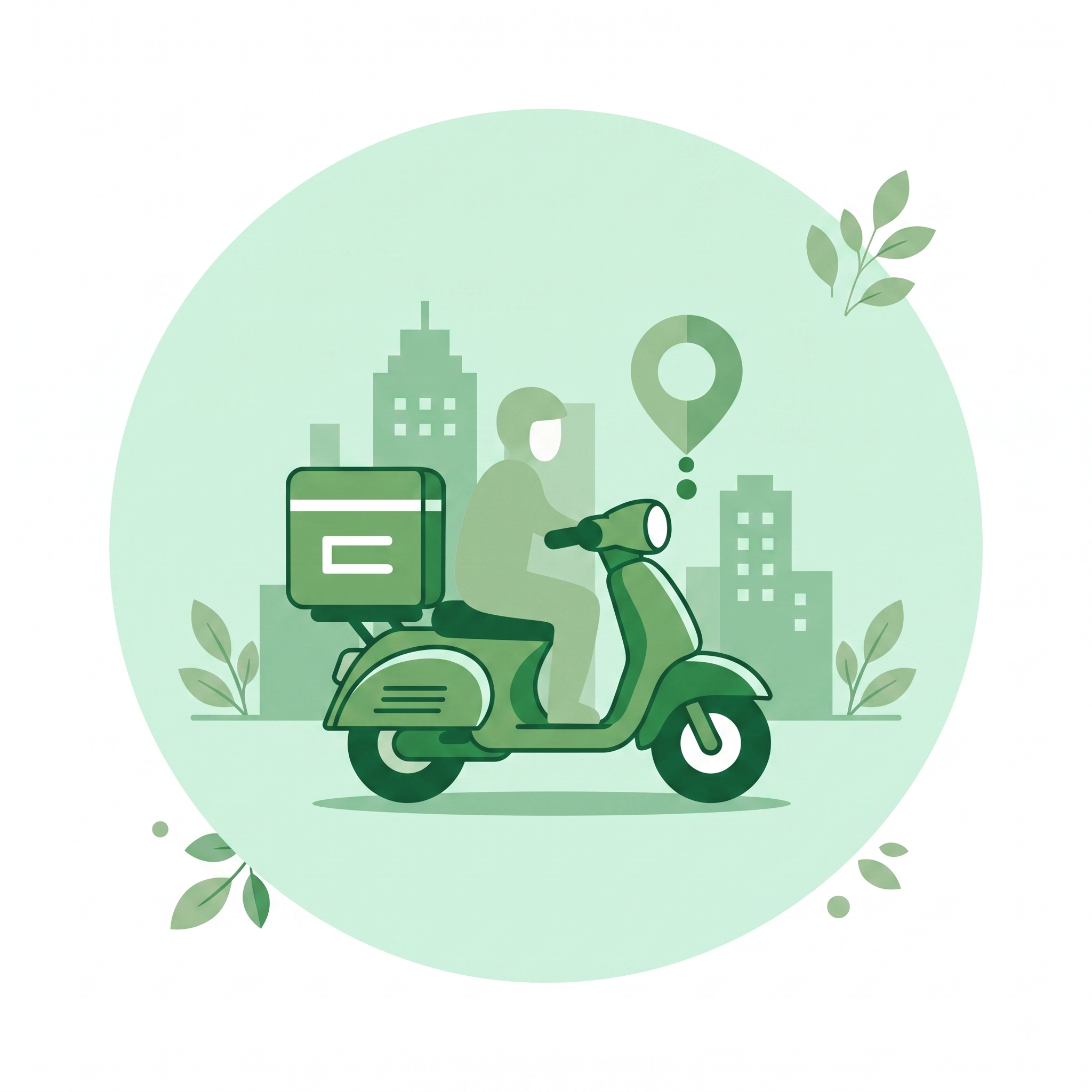 Delivery rider with parcel illustration